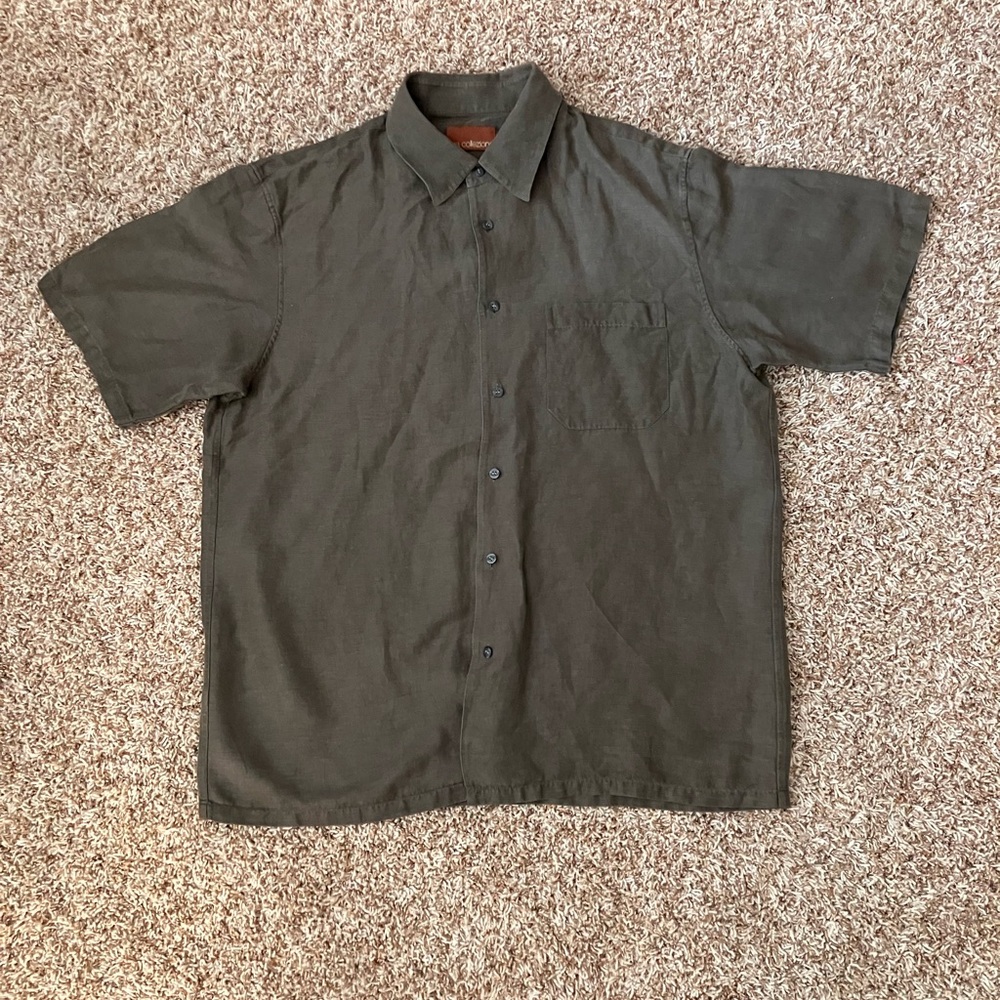 Marks & Spencer Green Silk Linen Casual Button Down Shirt